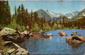 Colorado Rocky Mountains Longs Peak and Bear Lake Fishing Scene 1956