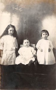 Three Young Girls Real Photo Unused 