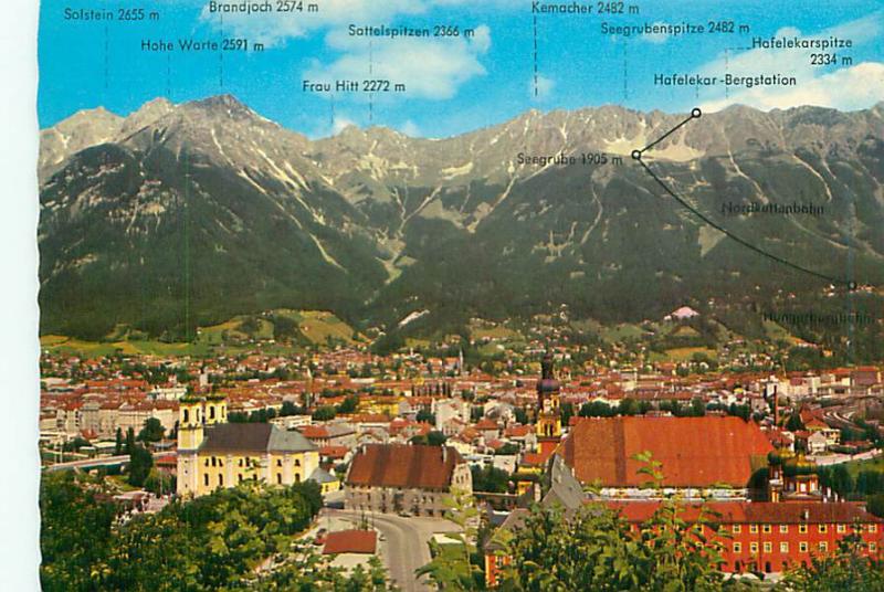  Postcard Austria Mountain Range With Elevations Aerial   Free Shipping  # 2391A