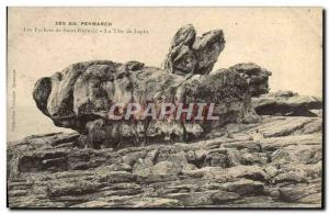 Old Postcard Penmarch From The Rocks Saint Guenole Rabbit head