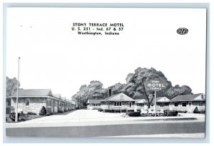 1953 Stony Terrace Motel Sample Worthington Indiana IN US 231 Postcard