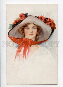 288343 FASHION Lady POPPY on Hat by Court BARBER Vintage PC