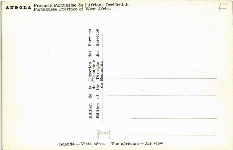 PC CPA ANGOLA / PORTUGAL, LUANDA, VISTA AÉREA, Vintage Postcard (b21638)