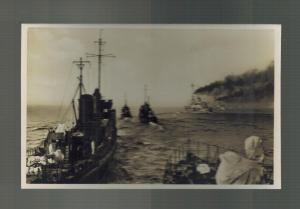 Mint RPPC Postcard Germany Navy Kriegsmarine Warships at Sea in Convoy WW 2