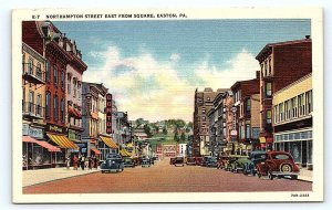 EASTON, PA Pennsylvania ~ NORTHAMPTON STREET Scene  c1930s Cars Linen Postcard