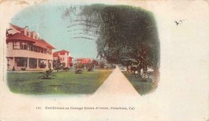 RESIDENTIAL HOMES ORANGE GROVE PASADENA CALIFORNIA RFD CANCEL POSTCARD (c. 1910)