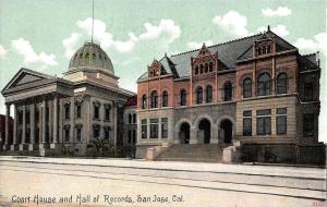 SAN JOSE, CA California  COURT HOUSE~HALL OF RECORDS Courthouse c1910's Postcard