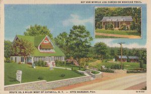 Catskill New York Rip Van Winkle Cabins Linen Vintage Postcard