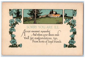 c1910's Get Well Soon Message Flowers House Arts Crafts Antique Postcard 