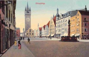 Clock Tower Straubing Bavaria Germany 1910c postcard