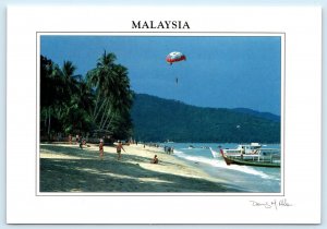 PENANG, MALAYSIA ~ Batu Feringghi Beach PARASAILING 4¾x6¾ Postcard