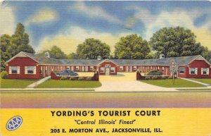 Jacksonville Illinois 1954 Postcard Yording's Tourist Court Motel