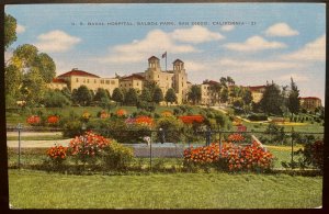 Vintage Postcard 1930-1945 U.S. Naval Hospital, Balboa Park, San Diego, CA