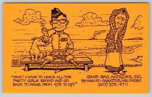 Grab Bag Antiques, Sabattus Maine, 1985 Advertising Art Postcard By Rick Geary