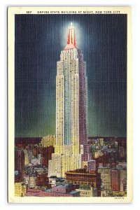 Postcard Empire State Building At Night New York City New York c1942 Postmark