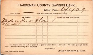 Postcard Hardeman County Savings Bank in Bolivar, Tennessee