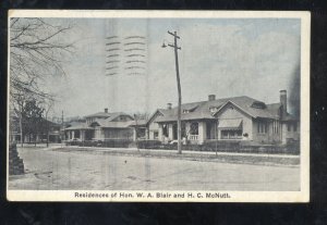 TUPELO MISSISSIPPI BLAIR MCNUTT RESIDENCE STREET SCENE VINTAGE POSTCARD