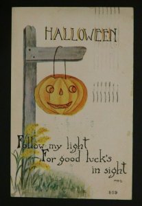 1915 Halloween Post with Jack-O'-Lantern on Yard Post, Rochester, NY