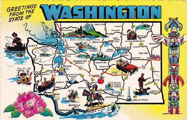 Washington State Map Greetings From The State Of Washington