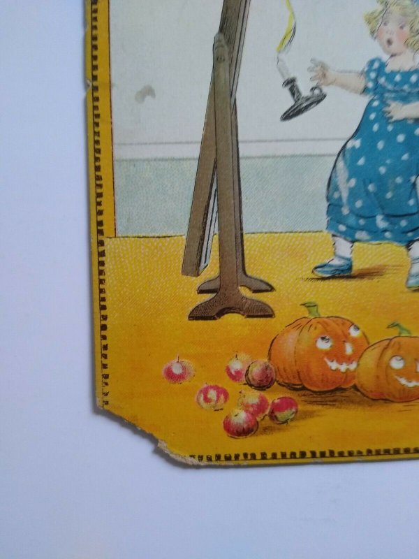 Original Halloween Postcard Tucks Oh The Joy Bliss Series 190 Flying Bat Pumpkin 