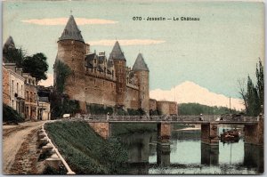 Josselin - Le Chateau France Fortress Suspension Bridge Boat Postcard