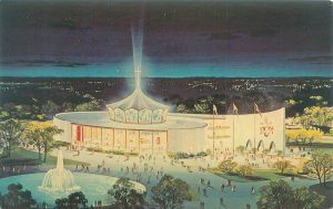 New York 1964 World's Fair Pavilion of the Vatican Night View Dexter Postcard