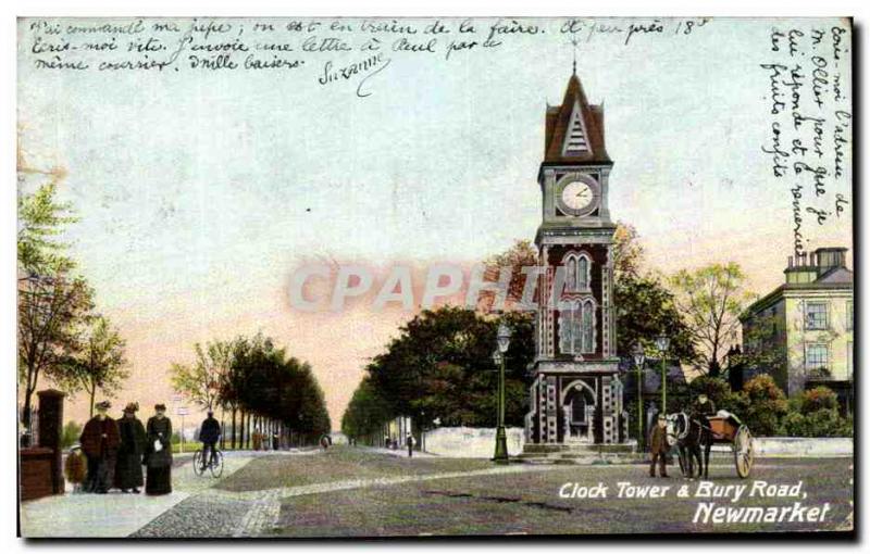 Postcard Old Clock Tower Bury Road Newmarket