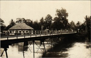 PC CPA real photo bridge over the river INDONESIA (a15255)