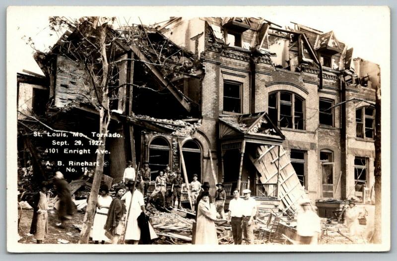 St Louis MO~4101 Enright Ave~Homeless Black Family~Boy Scouts~1927 Tornado~RPPC 