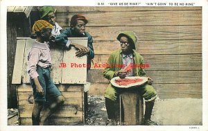 313089-Black Americana, APCC No 12844-C, Boy Eating Watermelon, Give Us De Rine