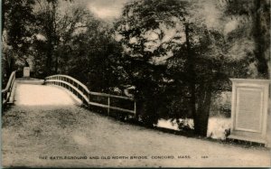 Battleground and North Bridge Concord Massachusetts MA 1940s Litho Postcard B10