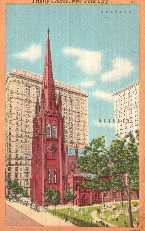 Vintage Postcard 1953 View of Trinity Church New York City N. Y.