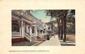 Augusta  Georgia Residences On Greene St., Color Lithograph Vintage PC U16443