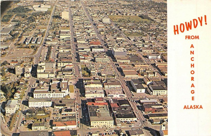 Anchorage Alaska 1964 Postcard Aerial View Central Business District