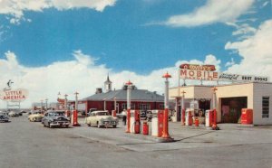 COVEY'S LITTLE AMERICA GAS STATION GRANGER WYOMING ADVERTISING POSTCARD (1960s)