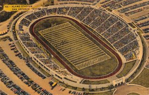 ALAMO STADIUM San Antonio, TX Football Field 1940s Sports Linen Vintage Postcard