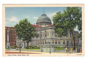 South Bend Indiana Court House Vintage 1945 Curteich Linen Postcard