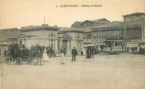 Egypt C-1910 Alexandria Trolley Station of Ramleh Postcard undivided 22-2611