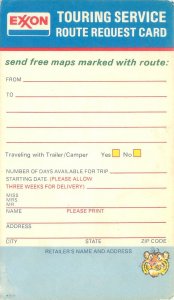 Exxon Touring Service Route Request Card Vintage Postcard Unused
