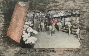 Wichita Kansas KS Mueller's Flower Store Bark Border c1910 Vintage Postcard