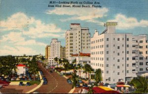 Florida Miami Beach Collins Avenue Looking North From 63rd Steet 1956 Curteich