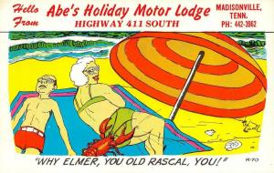 MADISONVILLE, TN Tennessee  ABE'S HOLIDAY MOTOR LODGE  Comic ROADSIDE  Postcard