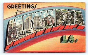 ALEXANDRIA, LA Louisiana~ Large Letter Linen  c1940s Tichnor  Postcard