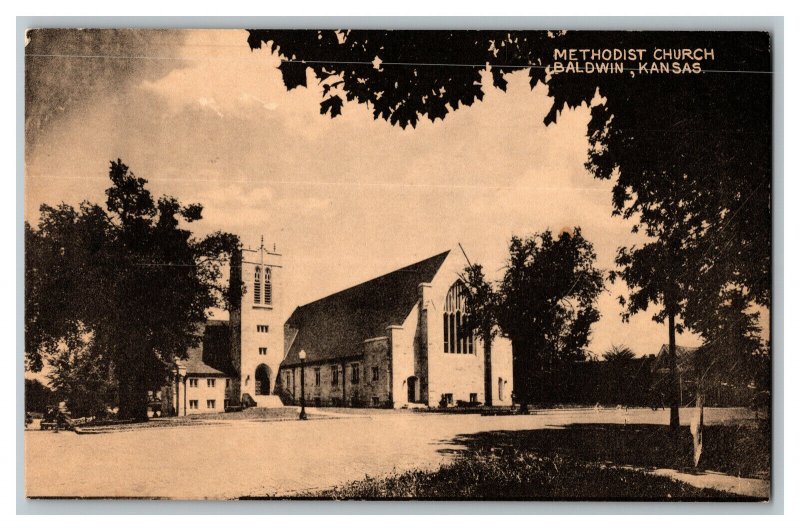 Methodist Church Baldwin Kansas Vintage Standard View Postcard 