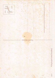 A150 Easter Greetings Humanized Rabbit Mother Ties Ribbon Eggs Basket postcard