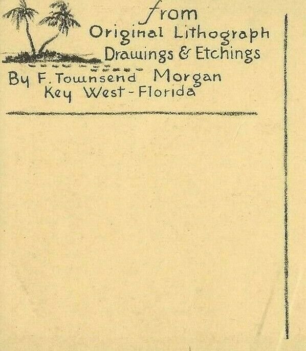 Postcard: Gulf Of Mexico & Key West Map Fla. From Orig. Litho. Signed FT Morgan