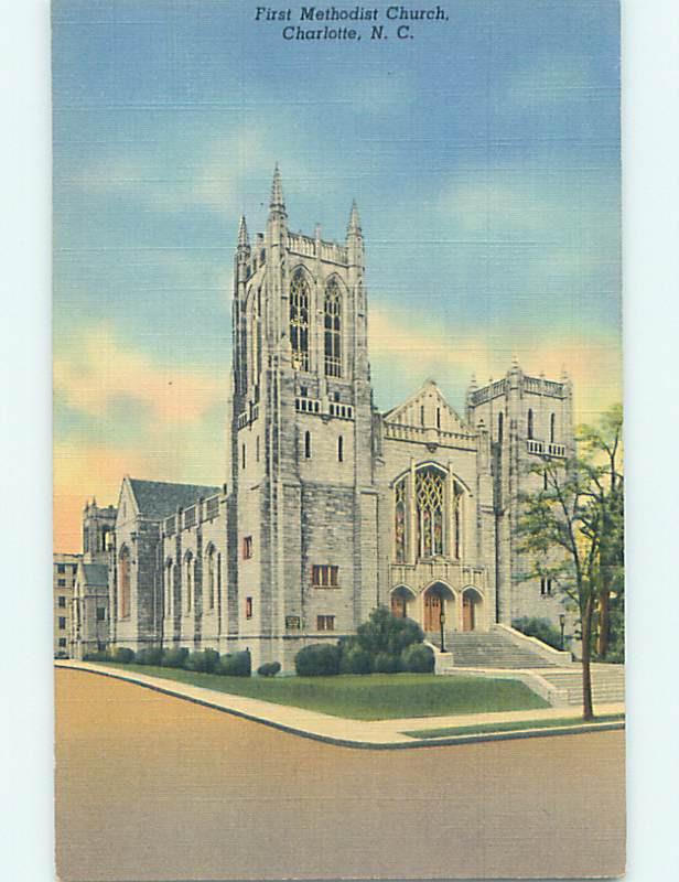 Unused Linen CHURCH SCENE Charlotte North Carolina NC L4446