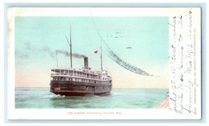 1905 Harbor Entrance Racine Wisconsin WI Steamer Posted Antique Postcard 