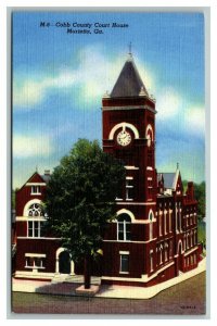 Vintage 1940's Postcard Panoramic View Cobb County Courthouse Marietta Georgia