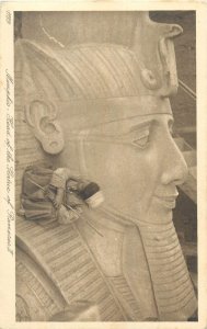 Postcard Egypt Memphis Ramses II statue head detail aspect 